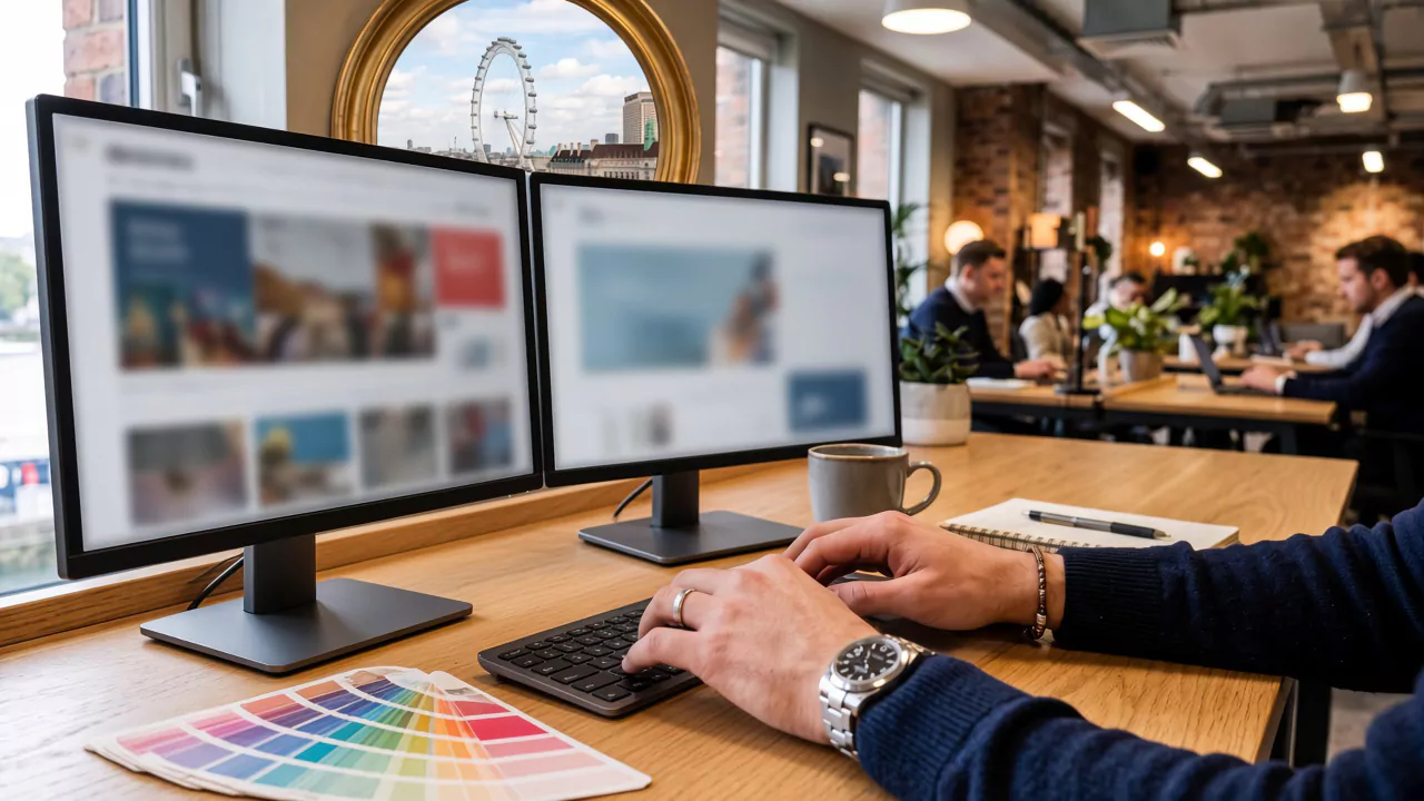 Website redesign comparison in a London studio